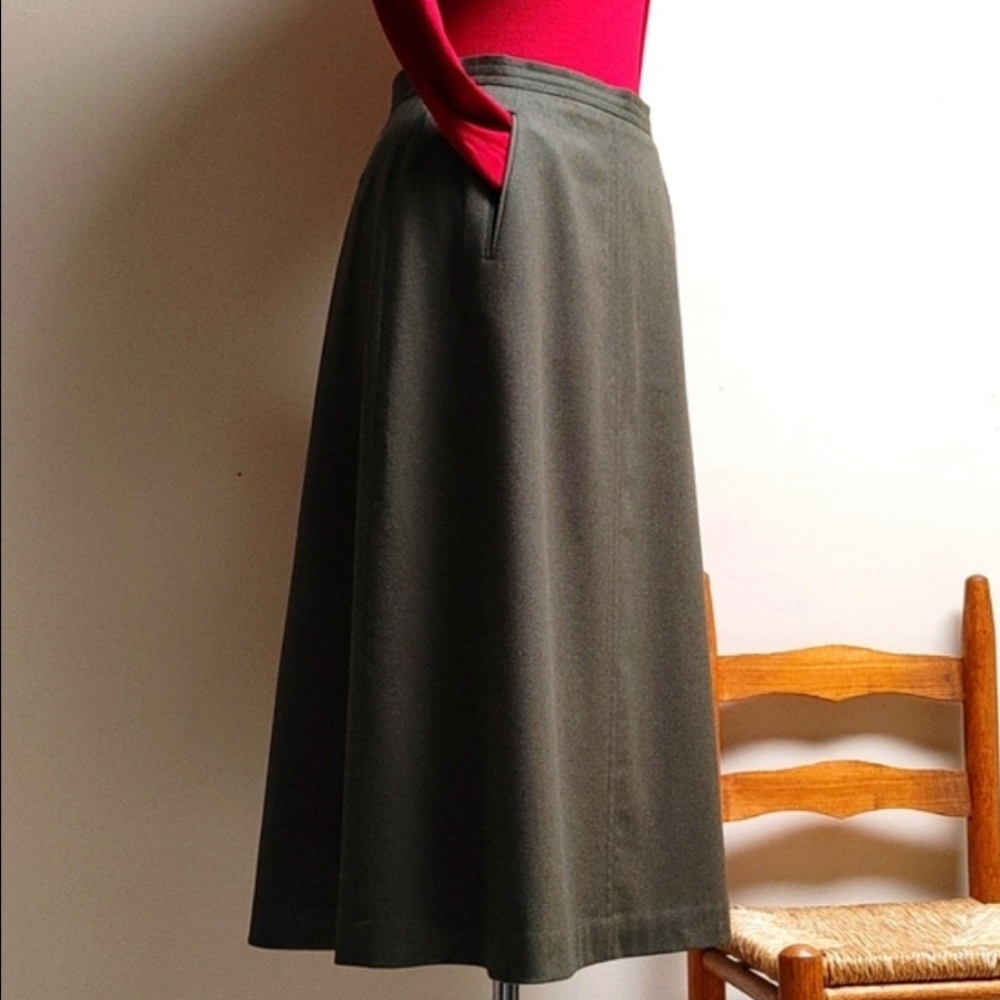 Vintage Talbots Long Green Fine Wool Riding Skirt 6 - Picture 3 of 17